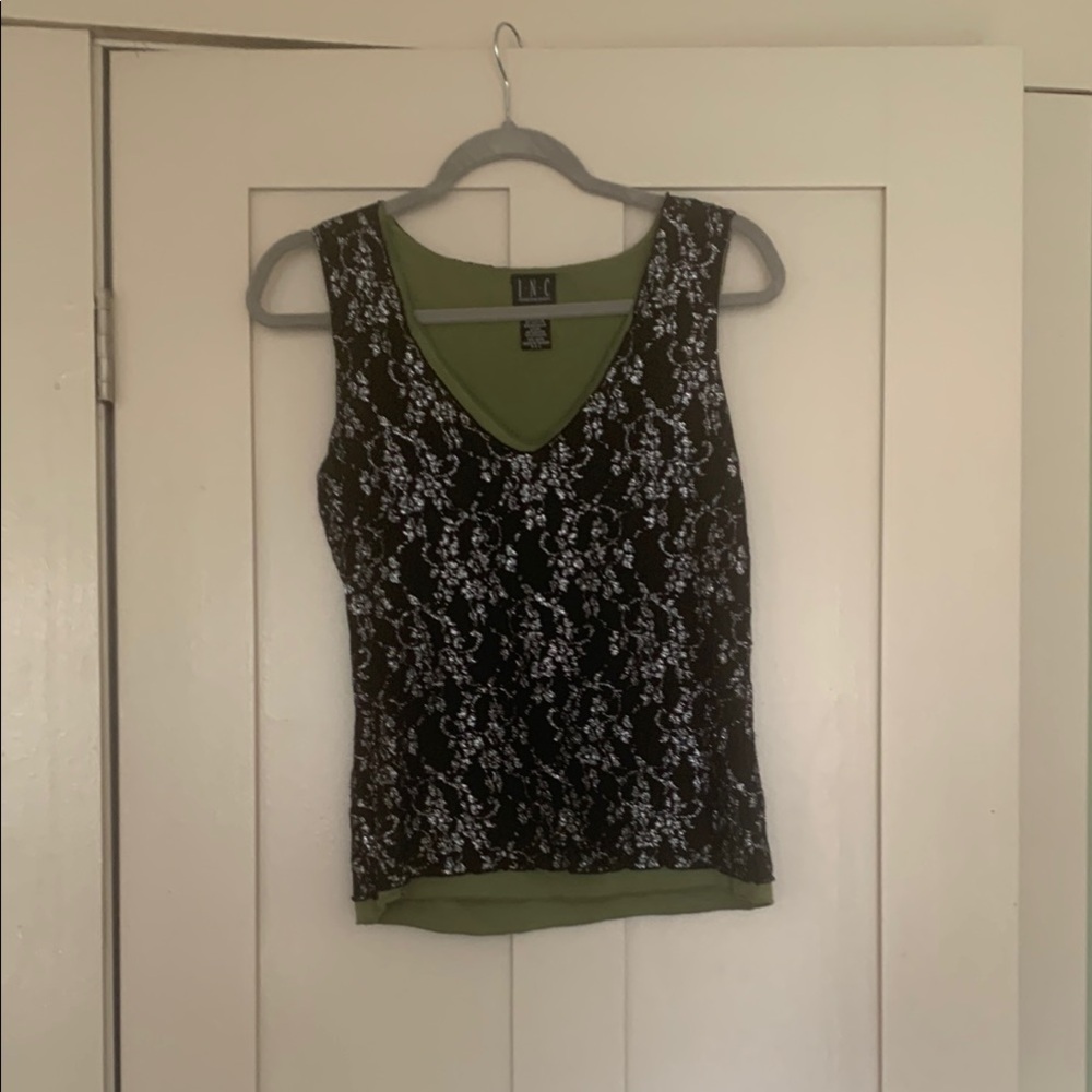 INC Silver Lacy Tank
